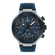 Tissot T-race 45mm T141.417.27.041.00 - cassa acciaio - cinturino silicone blu - quadrante blu con cronografo e datario
